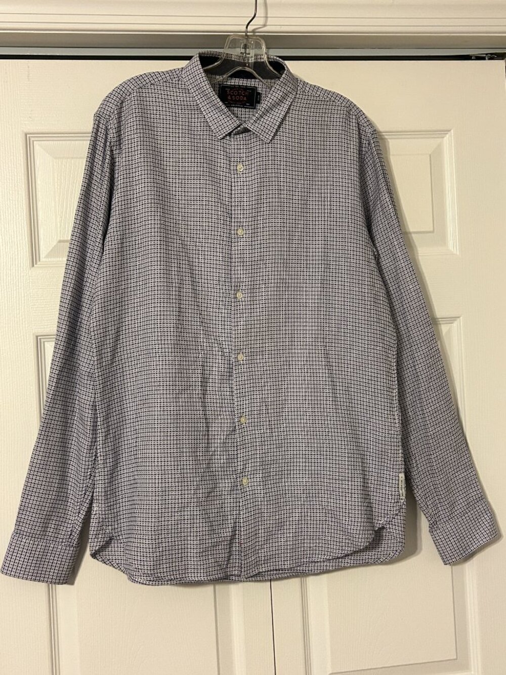 SCOTCH & SODA Sz L Blue White Geometric Pattern Long Sleeve Button Down Shirt
